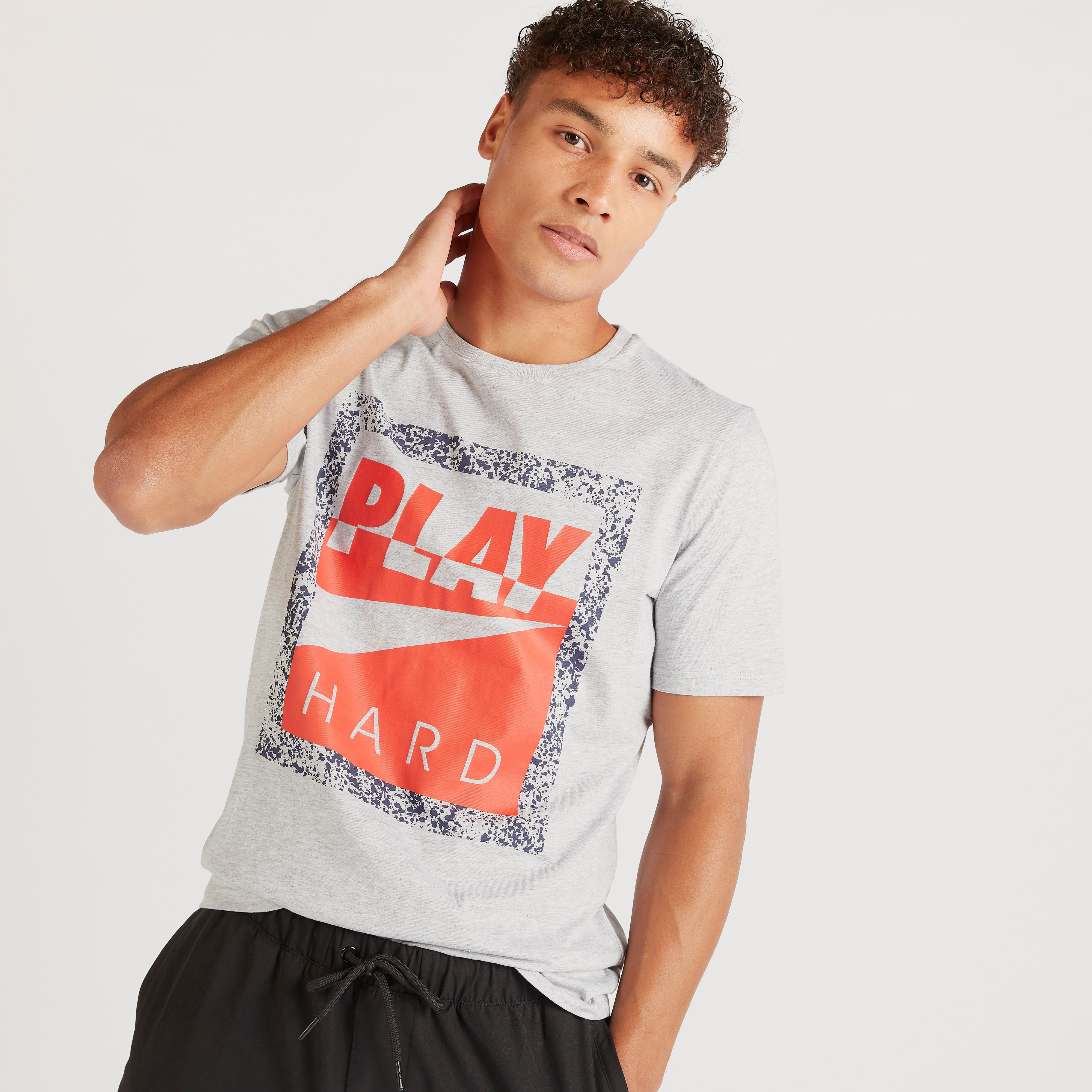 Printed Crew Neck T-shirt with Short Sleeves-men-clothing-tshirtsandpolos-tshirts-image-1