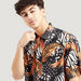 Printed Button-Up Shirt with Short Sleeves-Shirts-thumbnailMobile-2