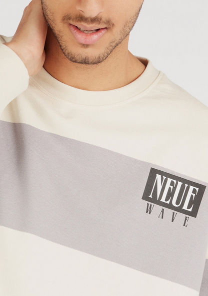 Colourblocked Printed Crew Neck Sweatshirt with Long Sleeves-Sweatshirts-image-2
