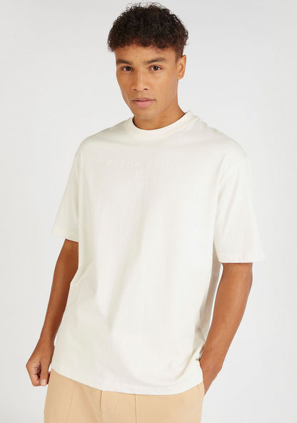 Printed Crew Neck T-shirt with Short Sleeves-T Shirts-image-0