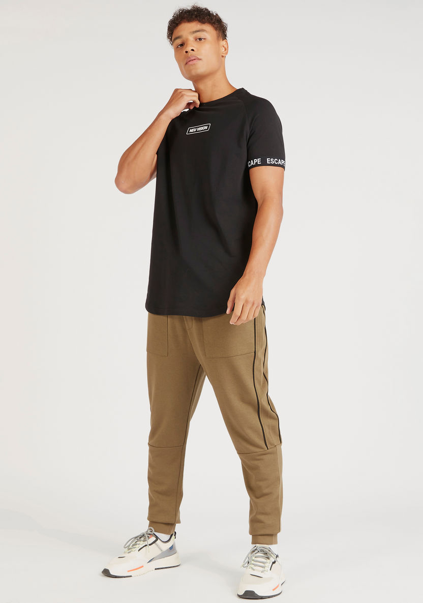 Solid Mid-Rise Joggers with Drawstring Closure and Pockets-Joggers-image-1