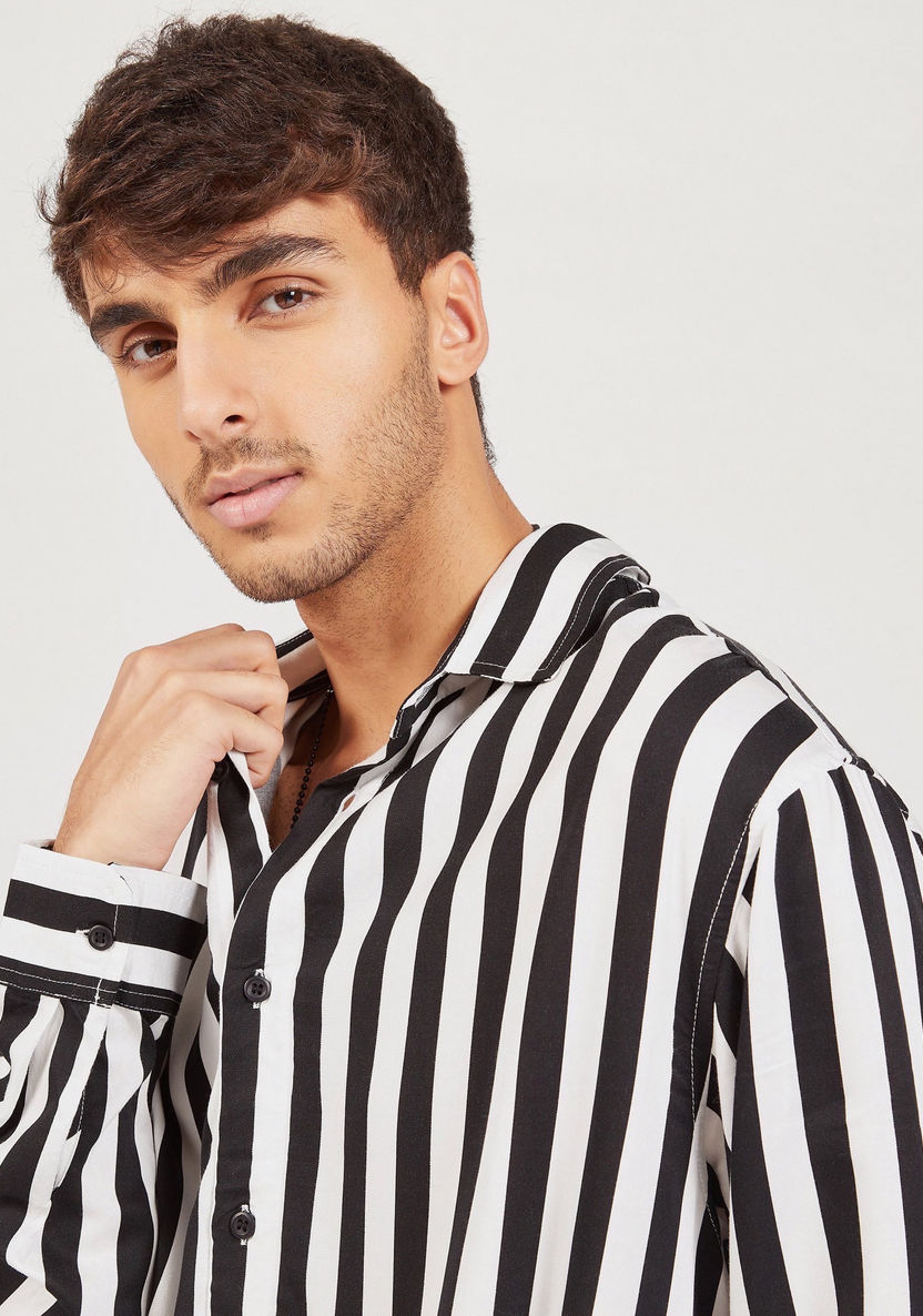 Striped Shirt with Button Closure and Long Sleeves-Shirts-image-2