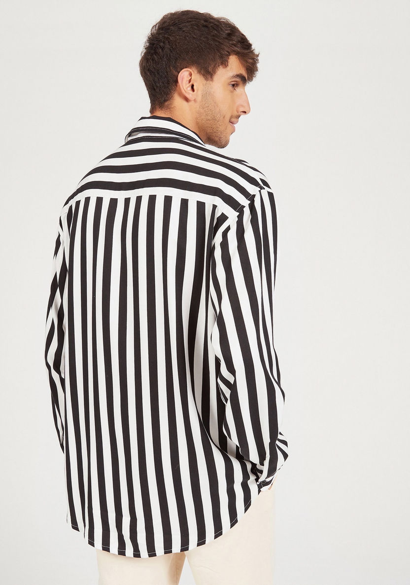 Striped Shirt with Button Closure and Long Sleeves-Shirts-image-3