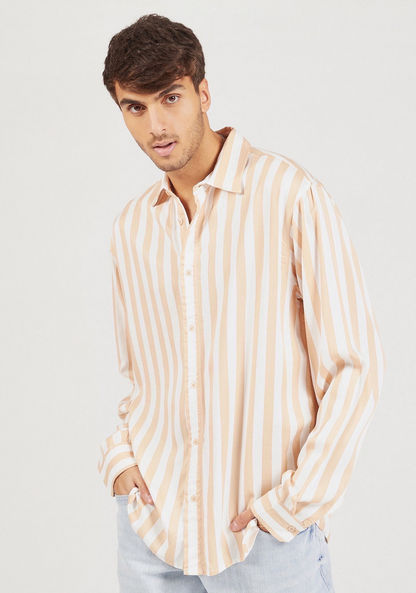 Striped Shirt with Button Closure and Long Sleeves-Shirts-image-0