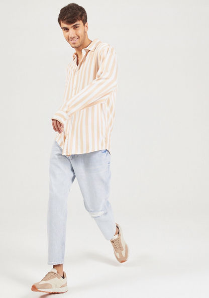 Striped Shirt with Button Closure and Long Sleeves-Shirts-image-1