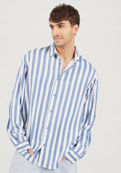 Striped Shirt with Button Closure and Long Sleeves-Shirts-image-0