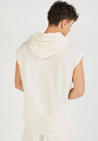 Solid Sleeveless Hooded Sweatshirt with Pockets-Sweatshirts-image-3