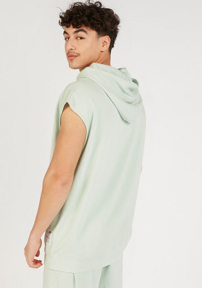 Solid Sleeveless Hooded Sweatshirt with Pockets-Sweatshirts-image-3