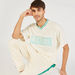 Embroidered V-neck T-shirt with Short Sleeves-T Shirts-thumbnail-0