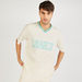 Embroidered V-neck T-shirt with Short Sleeves-T Shirts-thumbnail-4