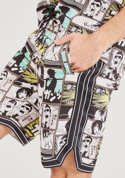 All Over Print Shorts with Drawstring Closure and Pockets-Shorts-image-0