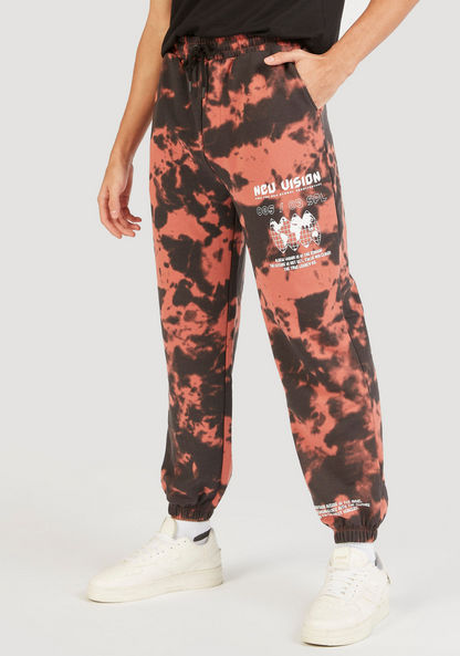 Tie-Dye Print Joggers with Drawstring Closure and Pockets-Joggers-image-0