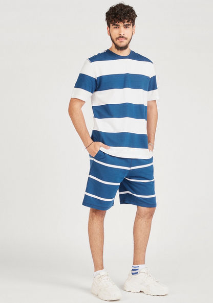 Striped Crew Neck T-shirt with Short Sleeves-T Shirts-image-1