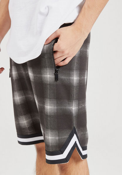 Checked Shorts with Tape Detail and Pockets-Shorts-image-2