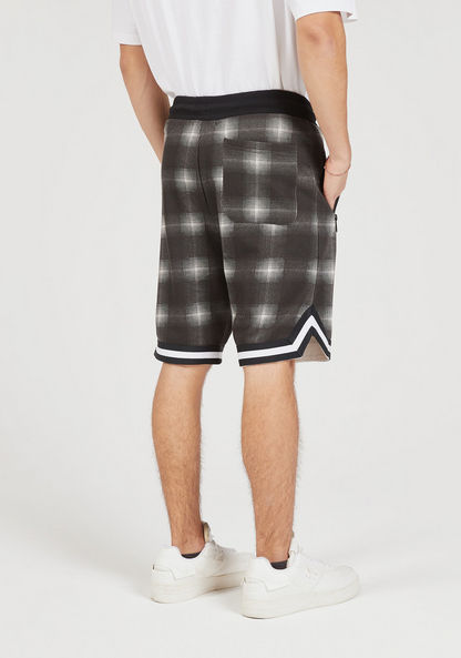 Checked Shorts with Tape Detail and Pockets-Shorts-image-3