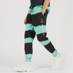 Tie-Dye Printed Mid-Rise Joggers with Drawstring Closure and Pockets