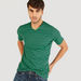 Striped V-neck T-shirt with Short Sleeves-T Shirts-thumbnailMobile-0