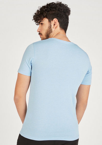 Solid V-neck T-shirt with Short Sleeves-T Shirts-image-3