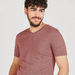 Solid V-neck T-shirt with Short Sleeves-T Shirts-thumbnail-0