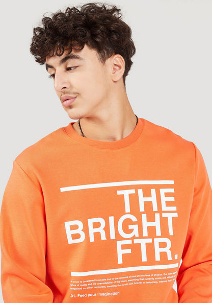 Typographic Print Crew Neck Sweatshirt with Long Sleeves-Sweatshirts-image-2