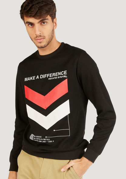 Graphic Print Crew Neck Sweatshirt with Long Sleeves-Sweatshirts-image-2