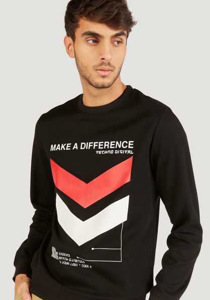 Graphic Print Crew Neck Sweatshirt with Long Sleeves-Sweatshirts-image-4