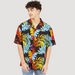 Tropical Print Shirt with Camp Collar and Short Sleeves-Shirts-thumbnail-0
