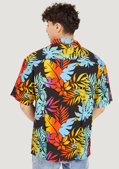 Tropical Print Shirt with Camp Collar and Short Sleeves-Shirts-image-3