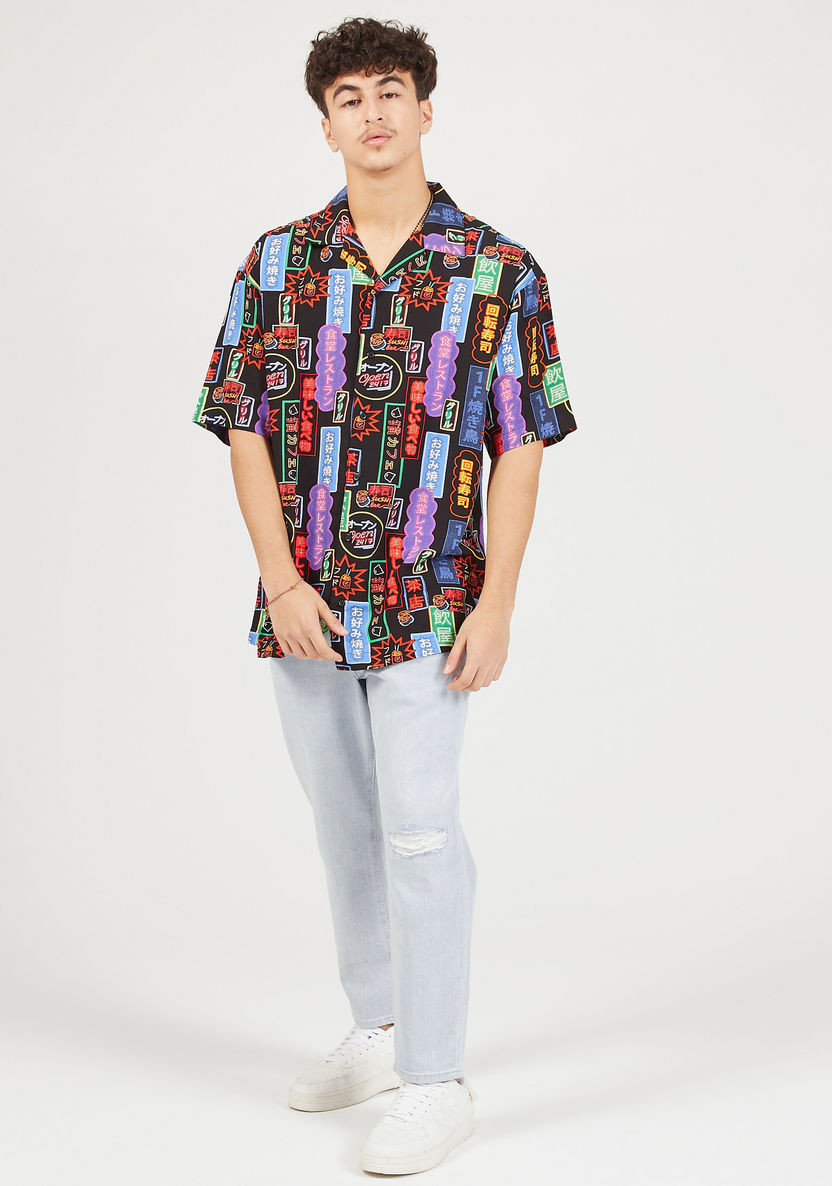 All Over Print Shirt with Camp Collar and Short Sleeves-Shirts-image-1