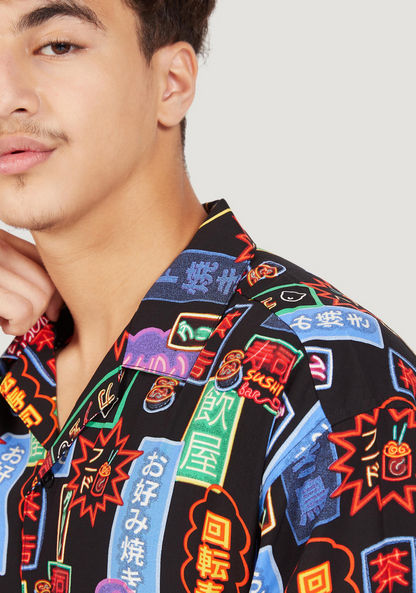 All Over Print Shirt with Camp Collar and Short Sleeves-Shirts-image-2