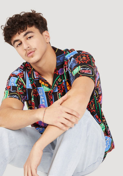 All Over Print Shirt with Camp Collar and Short Sleeves-Shirts-image-4