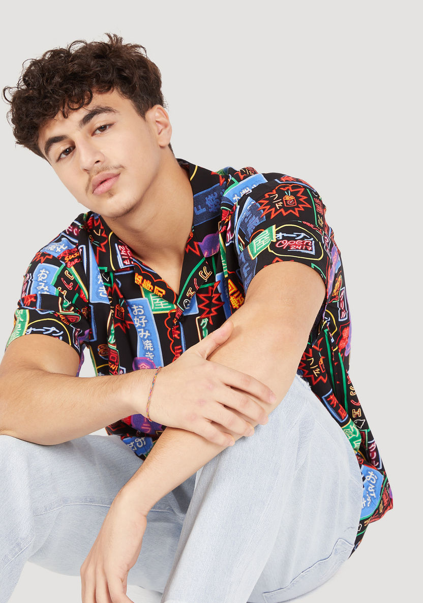 All Over Print Shirt with Camp Collar and Short Sleeves-Shirts-image-4