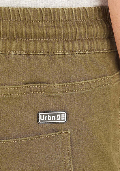 Solid Cargo Shorts with Drawstring Closure and Pockets-Shorts-image-4