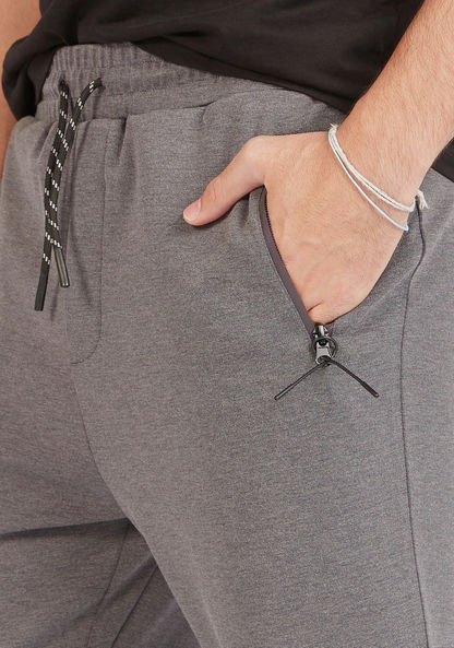Solid Mid-Rise Joggers with Drawstring Closure and Zipped Pockets-Joggers-image-2