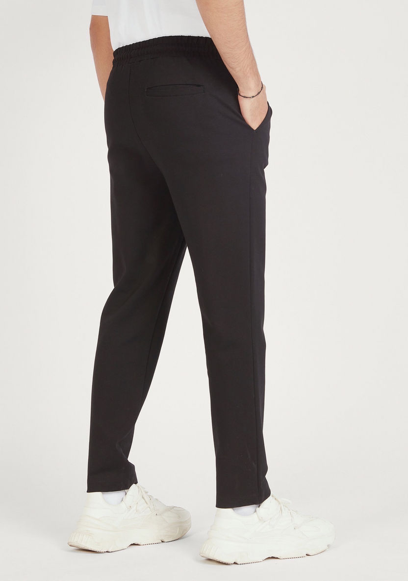 Solid Mid-Rise Track Pants with Drawstring Closure and Pockets-Pants-image-4