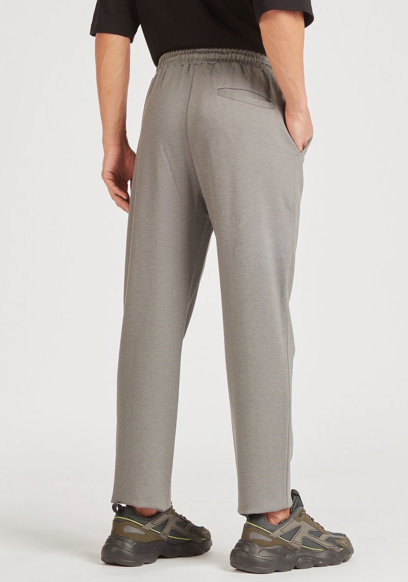 Solid Mid-Rise Track Pants with Drawstring Closure and Pockets-Pants-image-3
