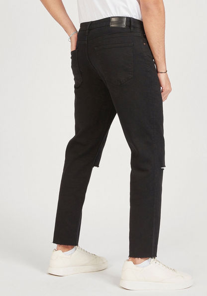Skinny Fit Mid-Rise Distressed Jeans with Pockets-Jeans-image-3