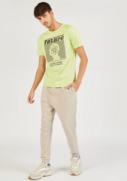 Printed Crew Neck T-shirt with Short Sleeves-T Shirts-image-1