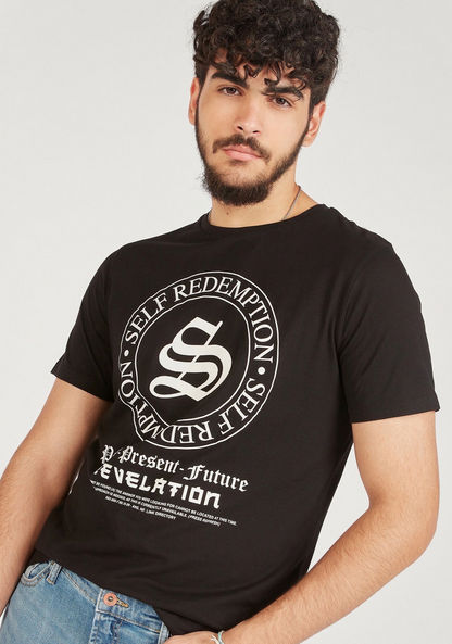 Printed T-shirt with Crew Neck and Short Sleeves-T Shirts-image-0