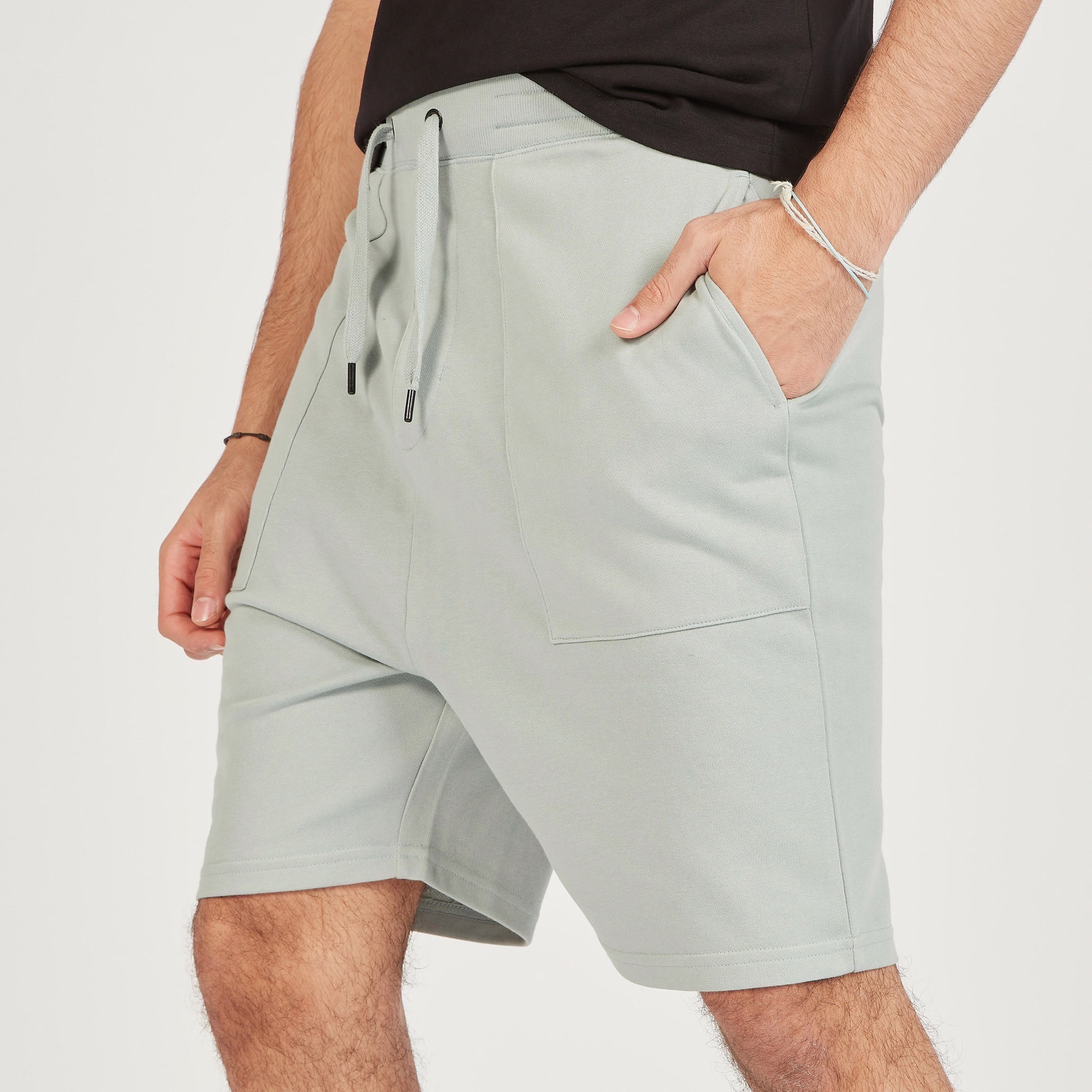 Solid Shorts with Pockets and Drawstring Closure-men-clothing-bottoms-shorts-image-1