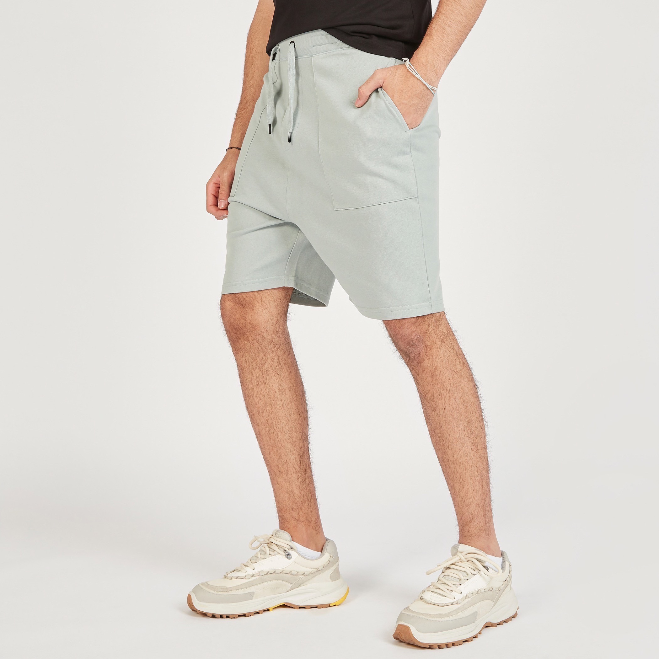 Solid Shorts with Pockets and Drawstring Closure-men-clothing-bottoms-shorts-image-2