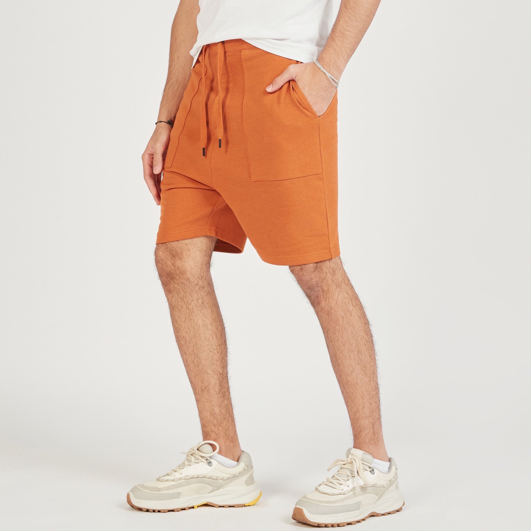 Solid Shorts with Pockets and Drawstring Closure-men-clothing-bottoms-shorts-image-11