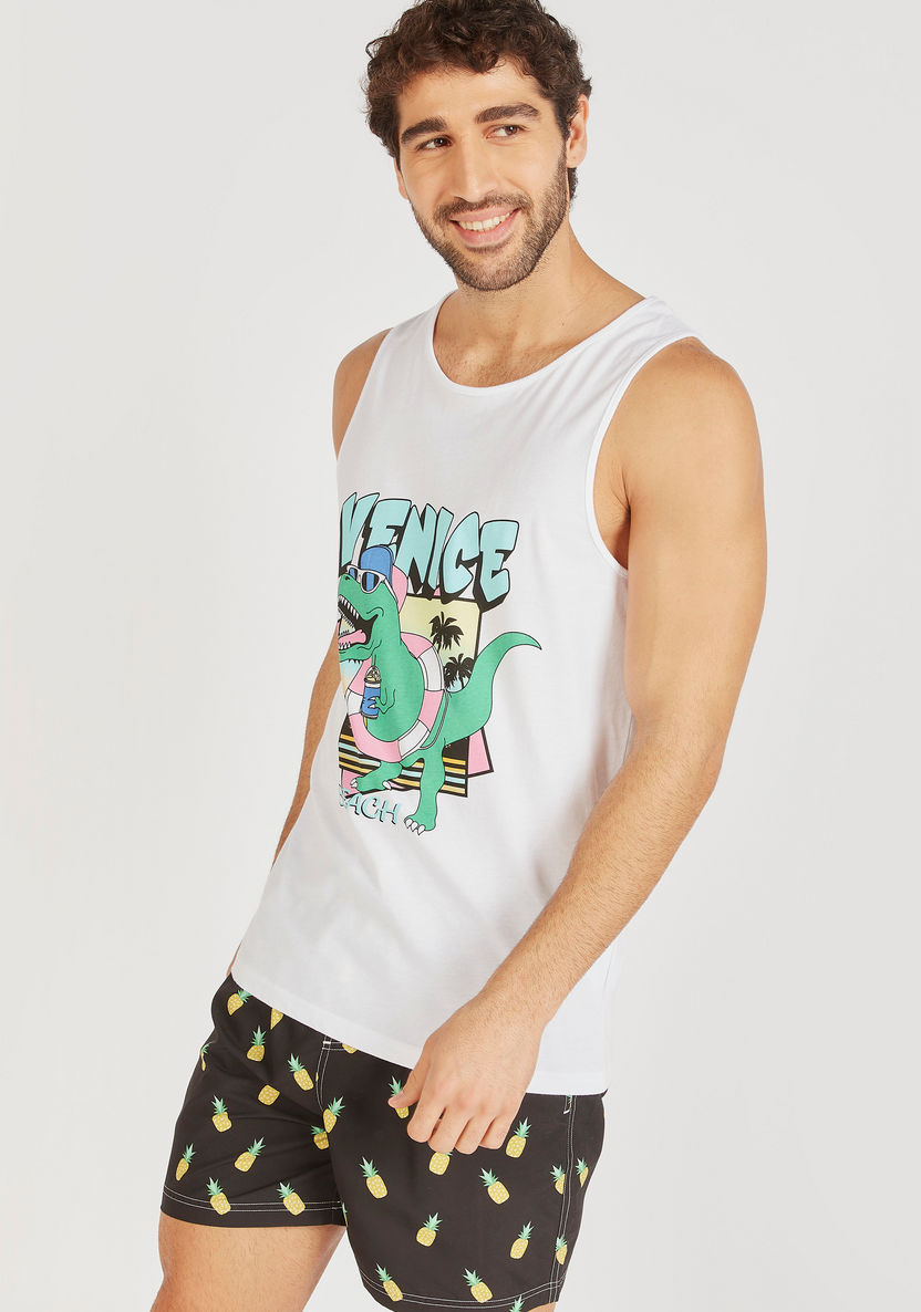 Printed Sleeveless Vest with Round Neck-Vests-image-2