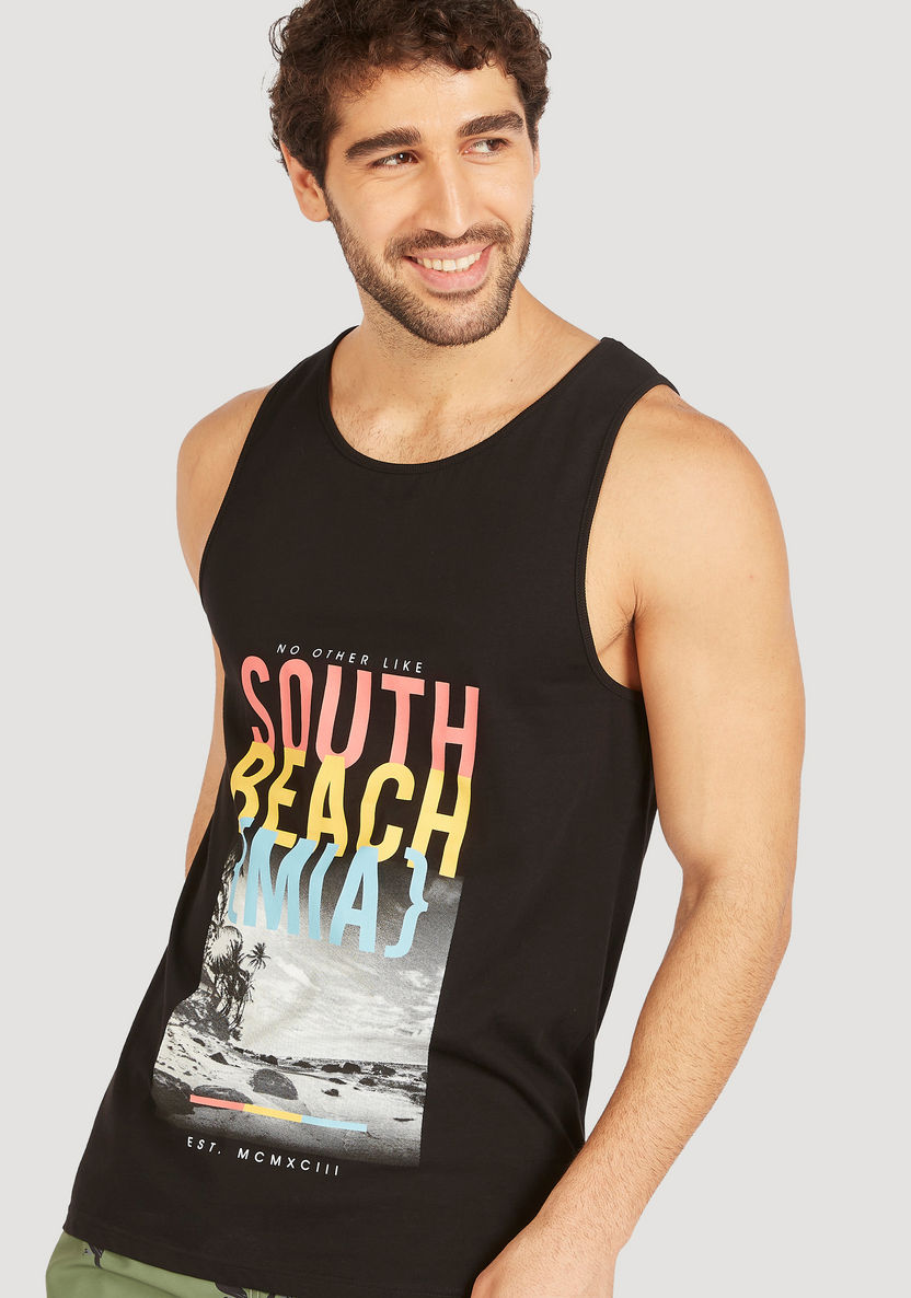 Printed Sleeveless Vest with Round Neck-Vests-image-2