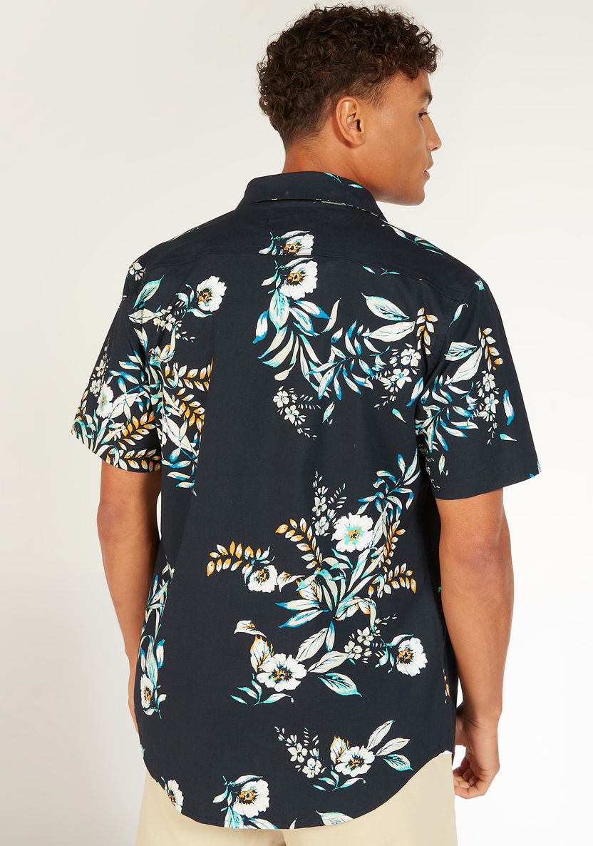 All-Over Floral Print Shirt with Short Sleeves-Shirts-image-3