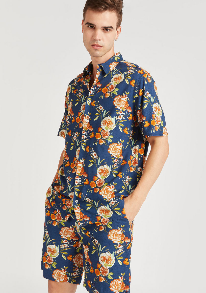 Floral Print Shirt with Short Sleeves and Button Closure-Shirts-image-2