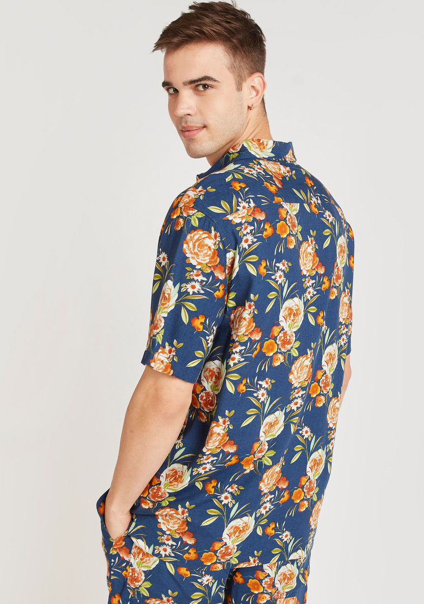 Floral Print Shirt with Short Sleeves and Button Closure-Shirts-image-3
