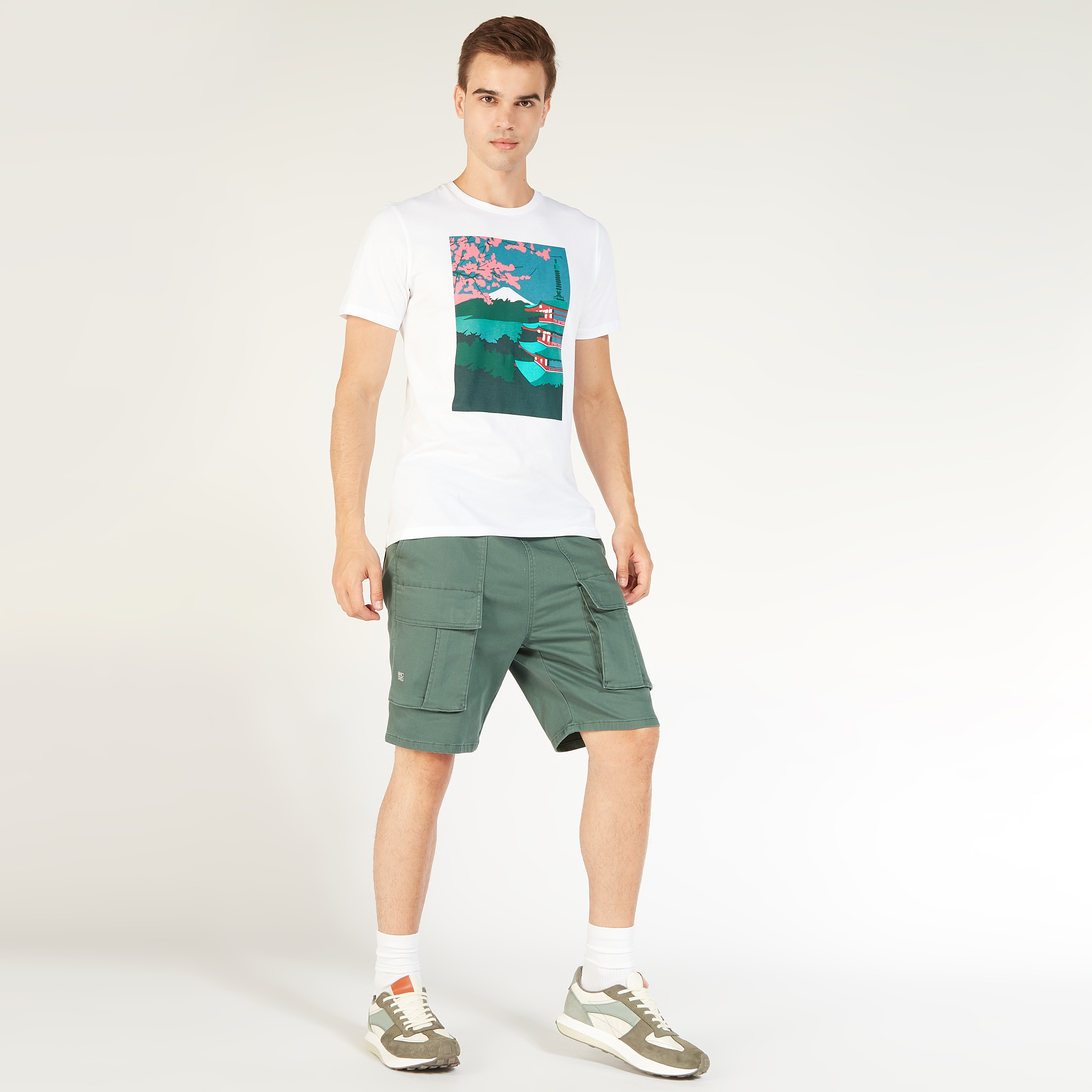 Solid Mid-Rise Shorts with Elasticated Waistband and Pockets-men-clothing-bottoms-shorts-image-2