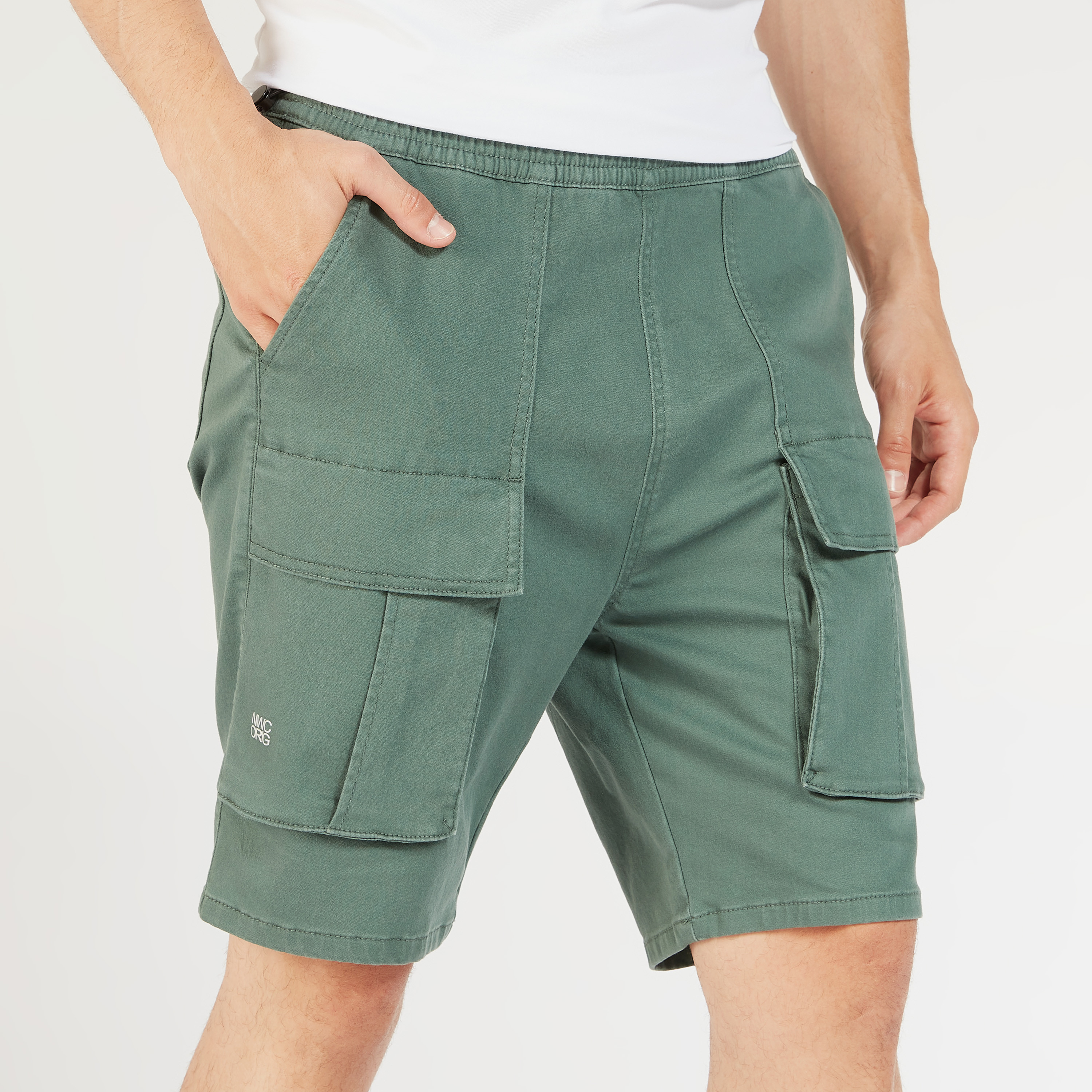 Solid Mid-Rise Shorts with Elasticated Waistband and Pockets-men-clothing-bottoms-shorts-image-3