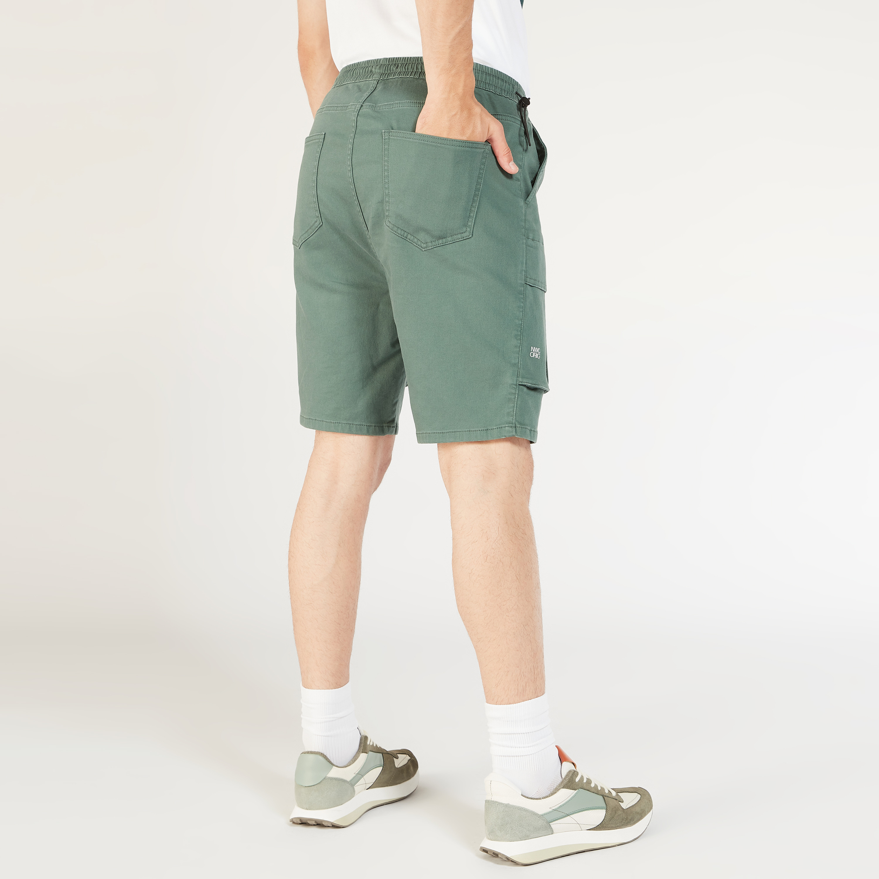 Solid Mid-Rise Shorts with Elasticated Waistband and Pockets-men-clothing-bottoms-shorts-image-4